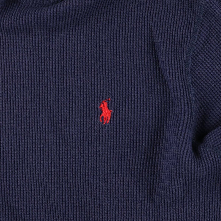 Ralph Lauren POLO by Ralph Lauren Hooded Thermal T-Shirt, Waffle, Men's XXL cotton navy blue type Vintage Second Hand