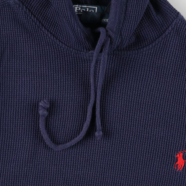 Ralph Lauren POLO by Ralph Lauren Hooded Thermal T-Shirt, Waffle, Men's XXL cotton navy blue type Vintage Second Hand