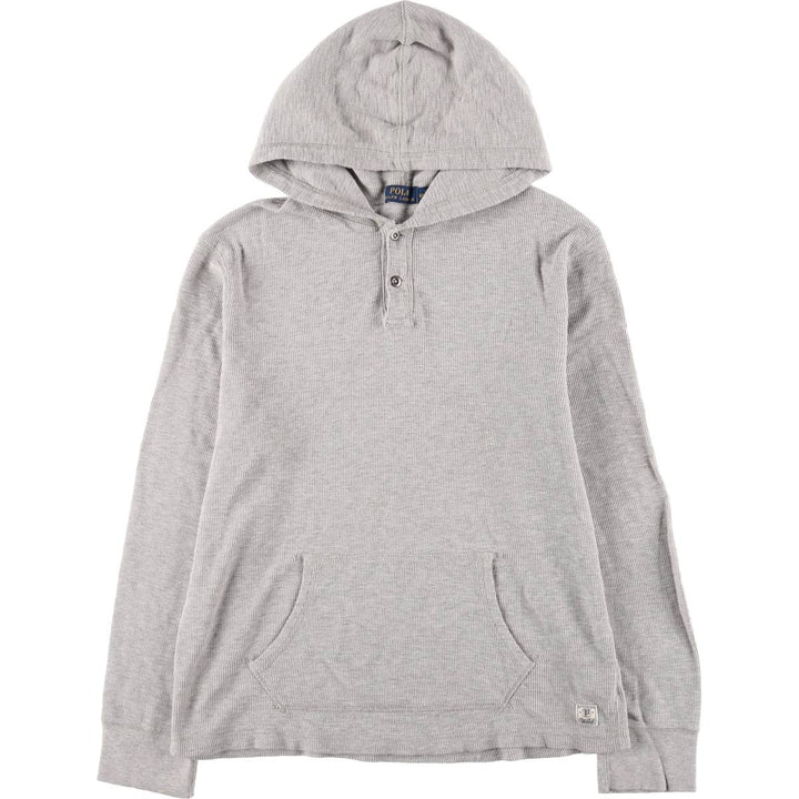 Ralph Lauren hooded thermal long t-shirt, size L, men's cotton gray type Vintage Second Hand
