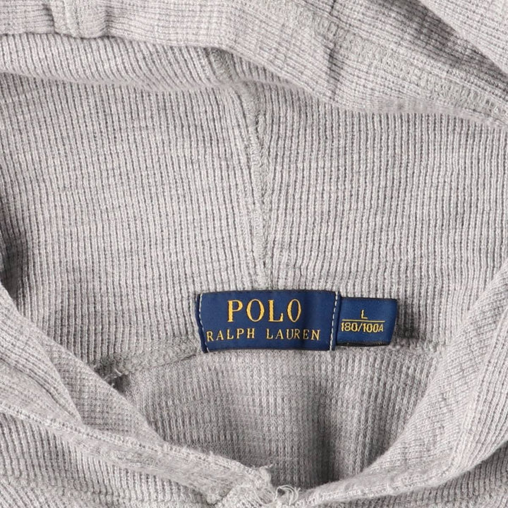Ralph Lauren hooded thermal long t-shirt, size L, men's cotton gray type Vintage Second Hand