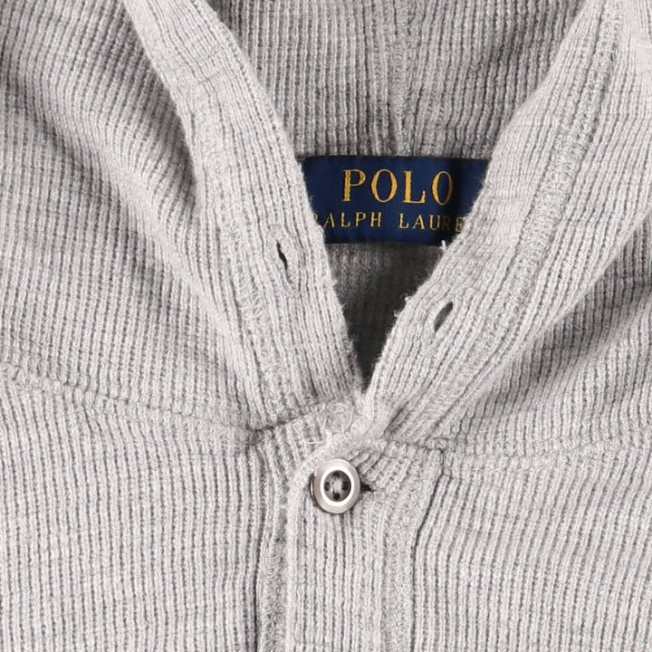 Ralph Lauren hooded thermal long t-shirt, size L, men's cotton gray type Vintage Second Hand