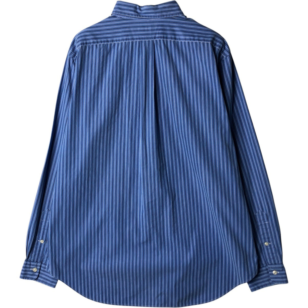 Ralph Lauren Classic Fit Multi-Stripe Long Sleeve Button-Down Striped Shirt, Men's Size L cotton blue type Vintage Second Hand