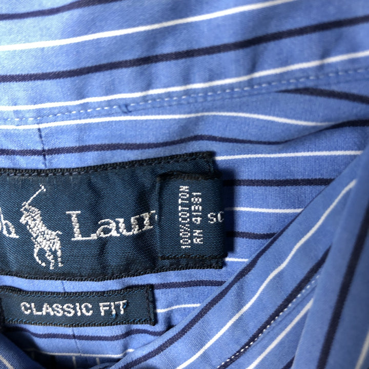 Ralph Lauren Classic Fit Multi-Stripe Long Sleeve Button-Down Striped Shirt, Men's Size L cotton blue type Vintage Second Hand