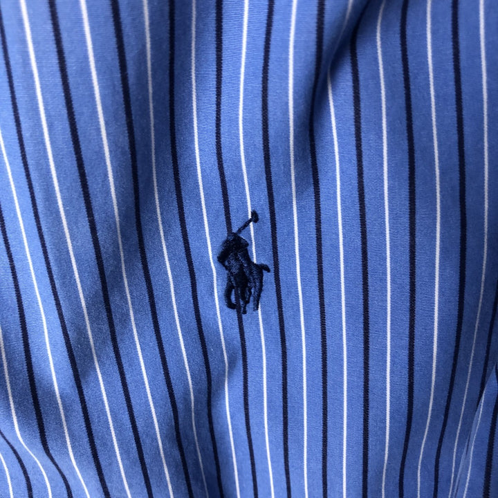 Ralph Lauren Classic Fit Multi-Stripe Long Sleeve Button-Down Striped Shirt, Men's Size L cotton blue type Vintage Second Hand