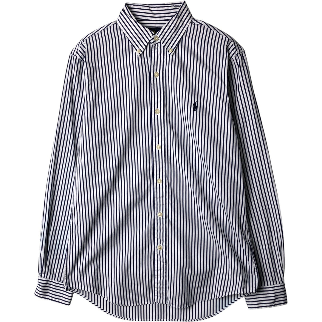 Ralph Lauren long sleeve button down striped shirt, men's size M cotton white type Vintage Second Hand