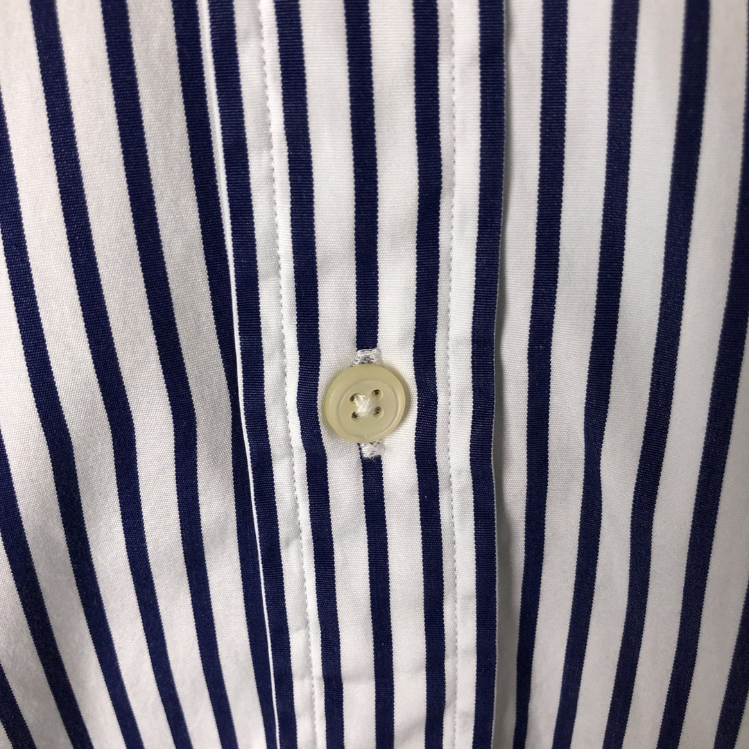 Ralph Lauren long sleeve button down striped shirt, men's size M cotton white type Vintage Second Hand