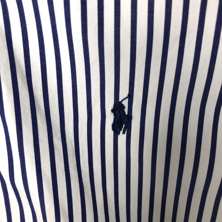 Ralph Lauren long sleeve button down striped shirt, men's size M cotton white type Vintage Second Hand
