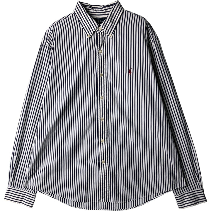 Ralph Lauren CUSTOM FIT long sleeve button down striped shirt men's XL size cotton white type Vintage Second Hand