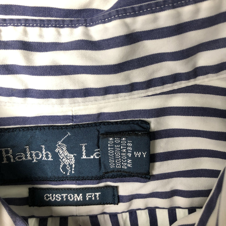 Ralph Lauren CUSTOM FIT long sleeve button down striped shirt men's XL size cotton white type Vintage Second Hand