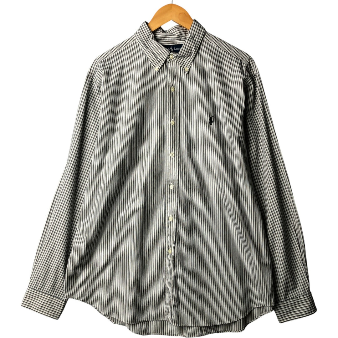 Ralph Lauren Classic Fit Long Sleeve Button Down Striped Shirt Men's XL cotton white type Vintage Second Hand