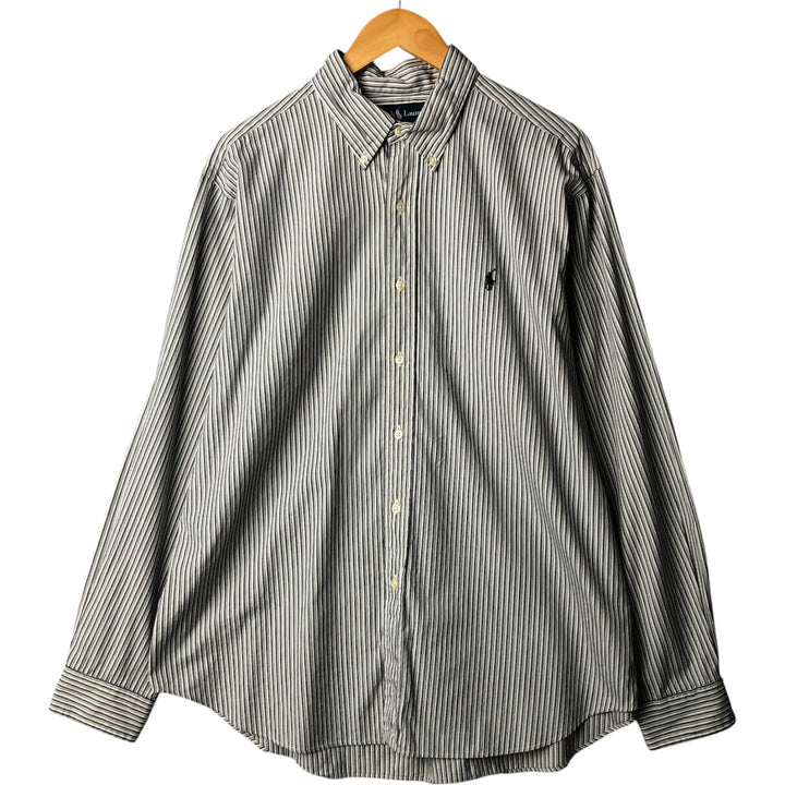 Ralph Lauren Classic Fit Long Sleeve Button Down Striped Shirt Men's XL cotton white type Vintage Second Hand