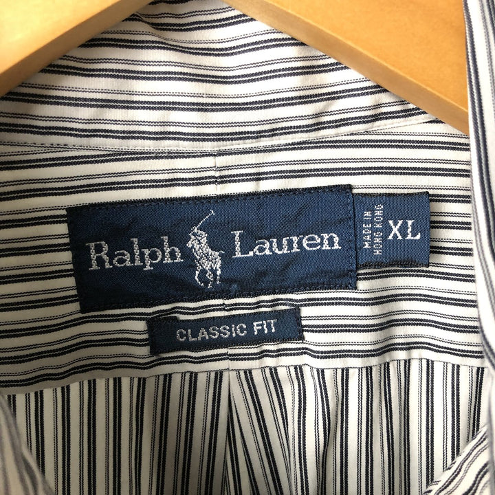 Ralph Lauren Classic Fit Long Sleeve Button Down Striped Shirt Men's XL cotton white type Vintage Second Hand