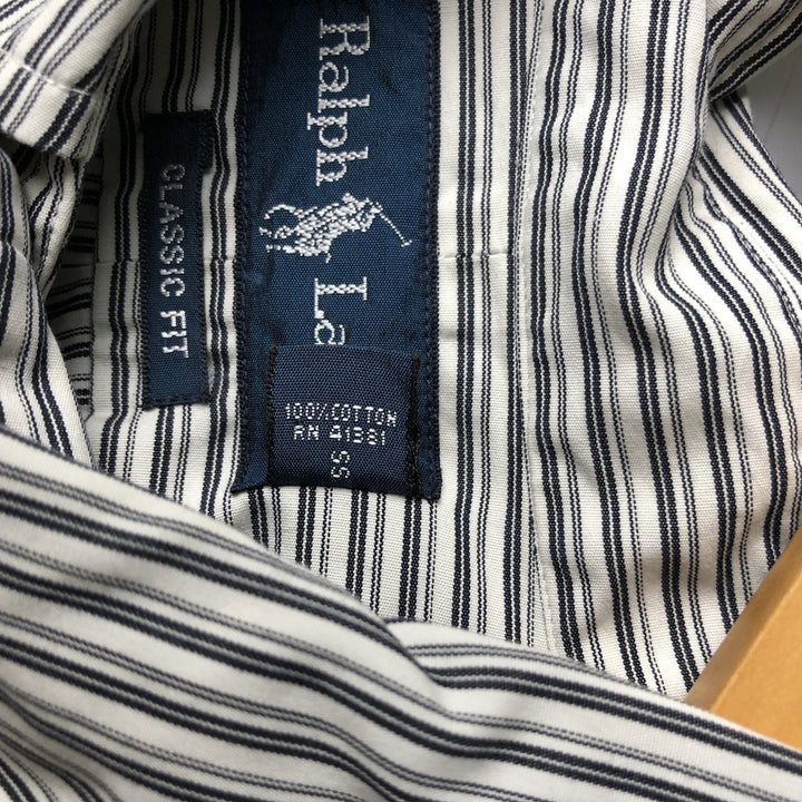 Ralph Lauren Classic Fit Long Sleeve Button Down Striped Shirt Men's XL cotton white type Vintage Second Hand