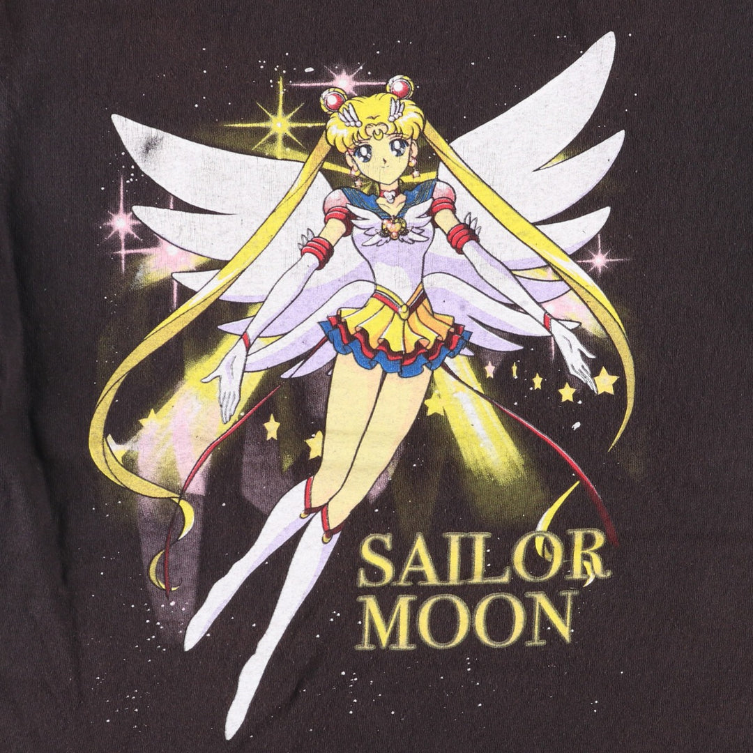 SAILOR MOON Pretty Guardian Sailor Moon Tsukino Usagi Anime Character Print T-Shirt Men's M size cotton black type Vintage Second Hand