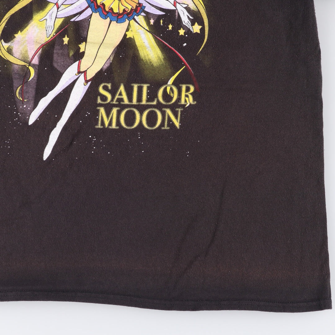 SAILOR MOON Pretty Guardian Sailor Moon Tsukino Usagi Anime Character Print T-Shirt Men's M size cotton black type Vintage Second Hand