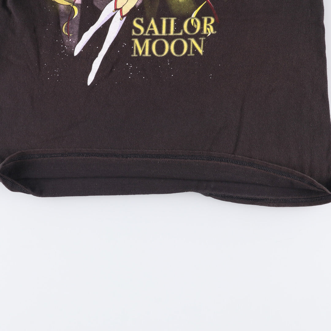 SAILOR MOON Pretty Guardian Sailor Moon Tsukino Usagi Anime Character Print T-Shirt Men's M size cotton black type Vintage Second Hand