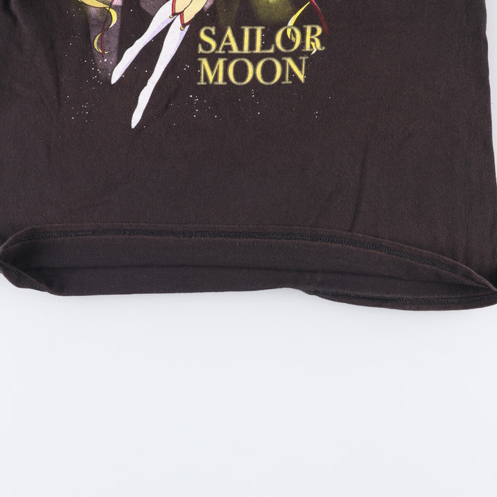 SAILOR MOON Pretty Guardian Sailor Moon Tsukino Usagi Anime Character Print T-Shirt Men's M size cotton black type Vintage Second Hand