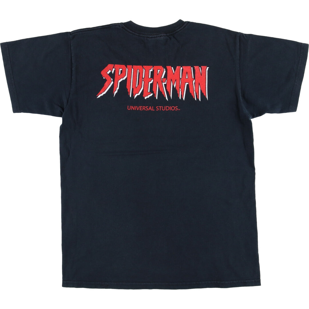 UNIVERSAL ORLANDO SPIDER MAN Spider-Man character print T-shirt, men's size M cotton black type Vintage Second Hand