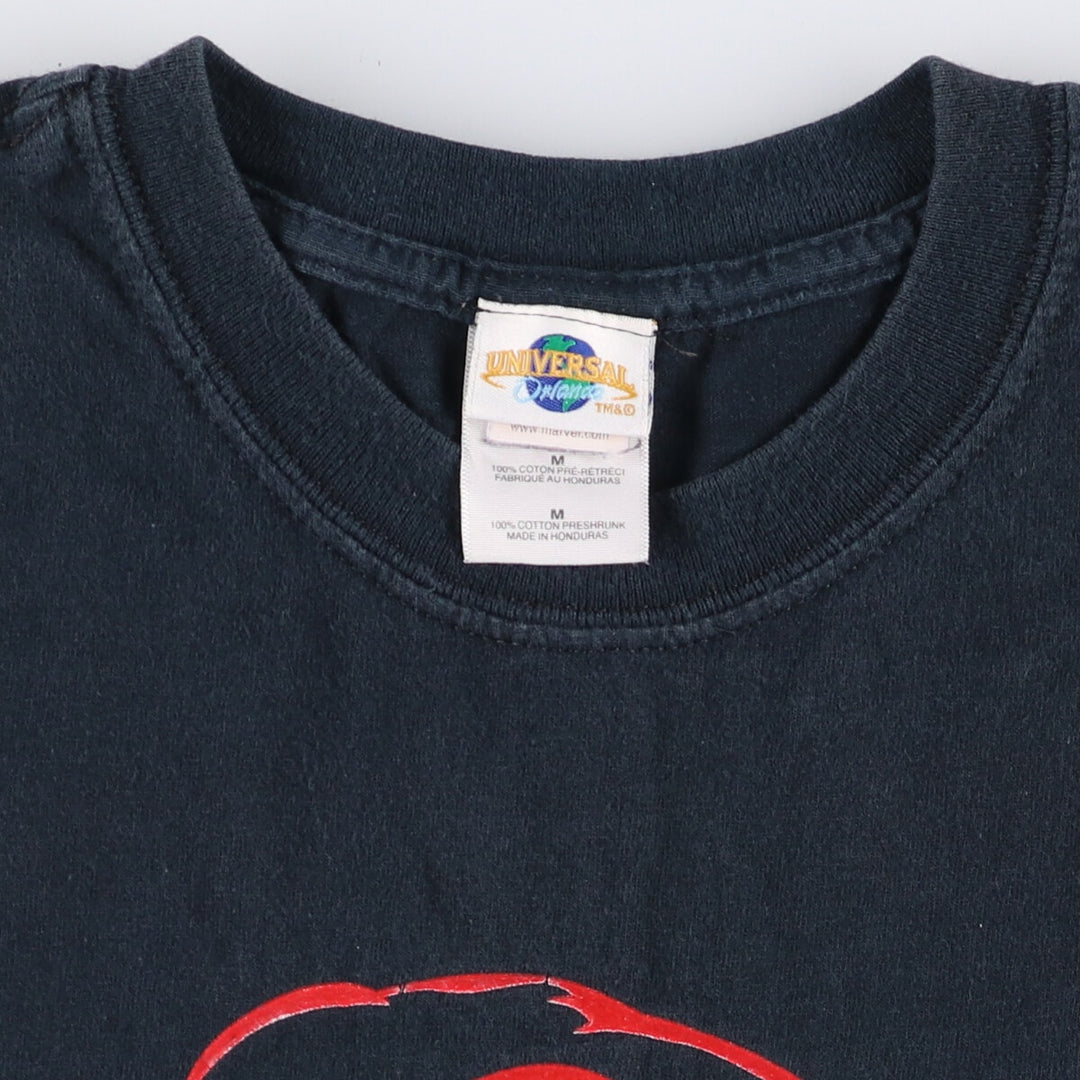 UNIVERSAL ORLANDO SPIDER MAN Spider-Man character print T-shirt, men's size M cotton black type Vintage Second Hand