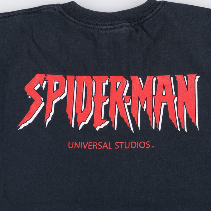 UNIVERSAL ORLANDO SPIDER MAN Spider-Man character print T-shirt, men's size M cotton black type Vintage Second Hand