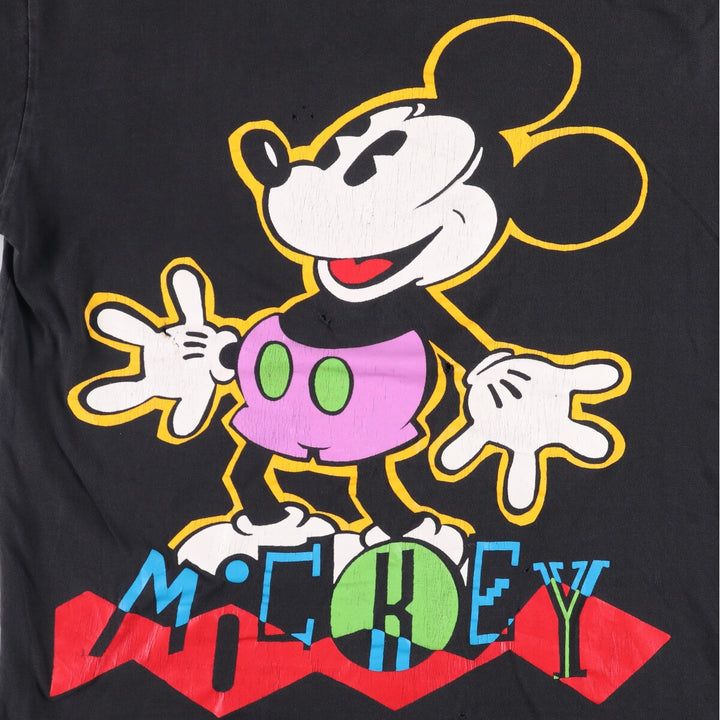 Vintage 90'S Disney Mickey Mouse animated character print T-shirt, men's size L unclear black type Vintage Second Hand