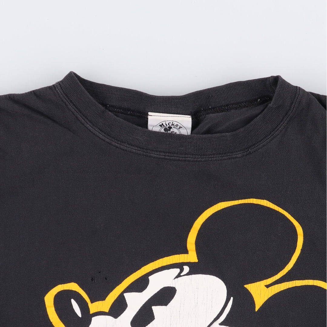 Vintage 90'S Disney Mickey Mouse animated character print T-shirt, men's size L unclear black type Vintage Second Hand