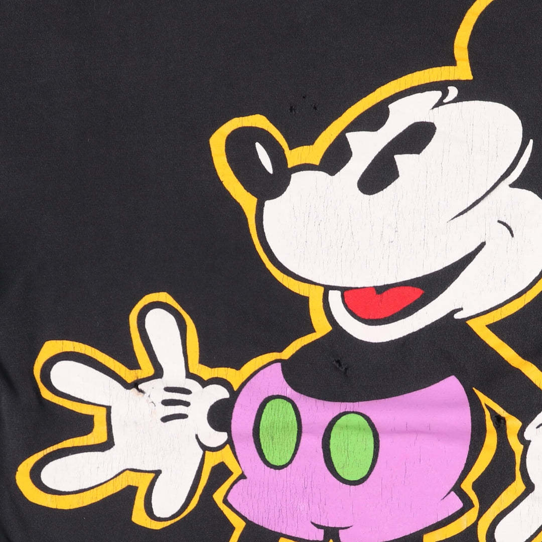 Vintage 90'S Disney Mickey Mouse animated character print T-shirt, men's size L unclear black type Vintage Second Hand
