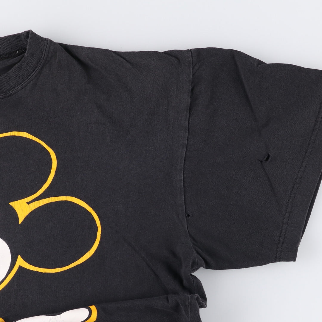 Vintage 90'S Disney Mickey Mouse animated character print T-shirt, men's size L unclear black type Vintage Second Hand