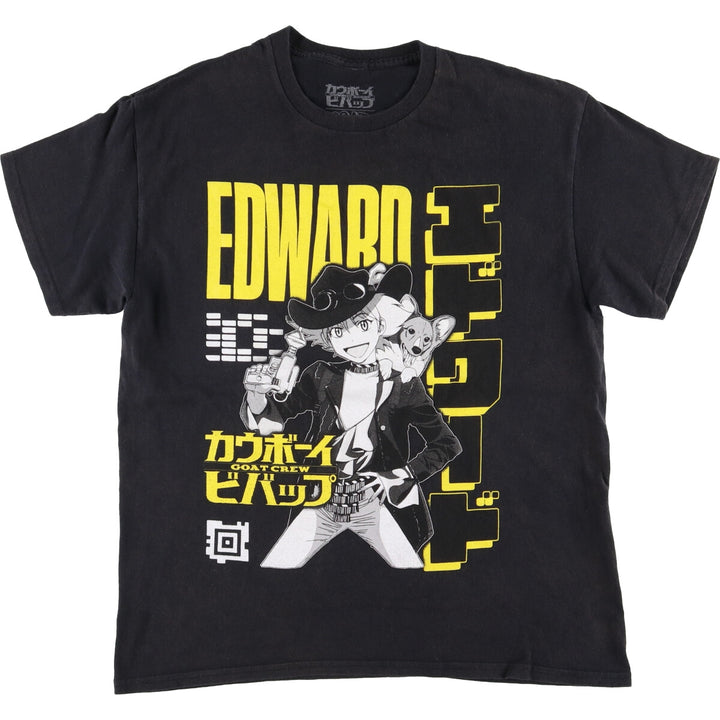 Cowboy Bebop Edward Wong-Hau Pepercibulski IV Anime Character Print T-Shirt Men's Size Medium cotton black type Vintage Second Hand