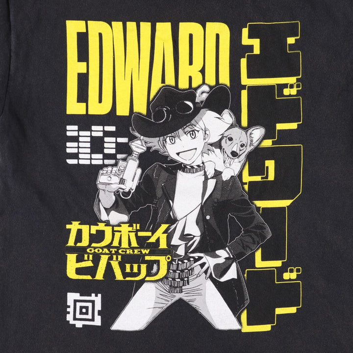 Cowboy Bebop Edward Wong-Hau Pepercibulski IV Anime Character Print T-Shirt Men's Size Medium cotton black type Vintage Second Hand
