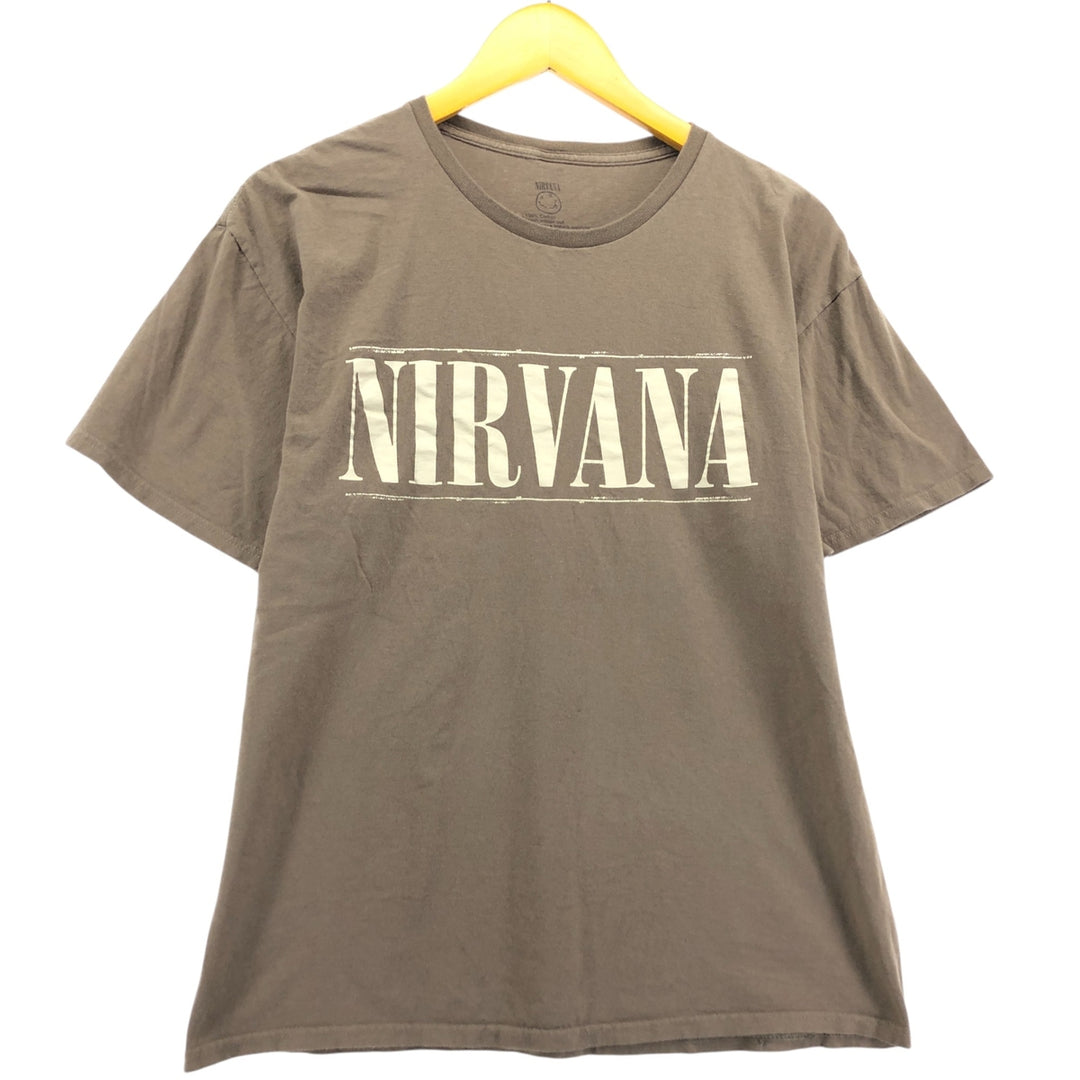 NIRVANA Nirvana Band T-shirt, Band T, Men's L size cotton beige type brown Vintage Second Hand