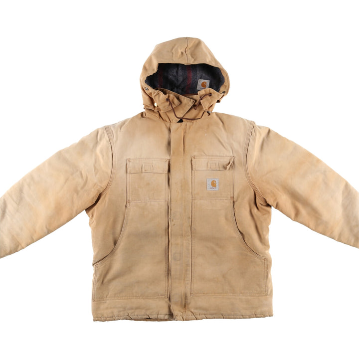 Carhartt Traditional Hooded Padded Duck Work Jacket, Men's Size XL unclear Beige type Vintage Second Hand