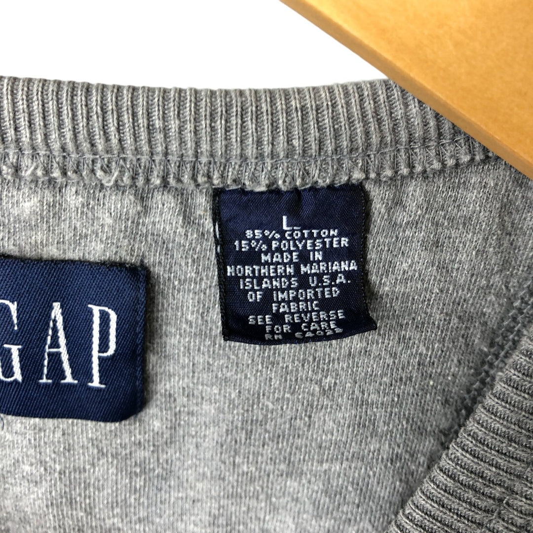 90'S GAP logo sweatshirt, men's size L, vintage cotton gray type Vintage Second Hand