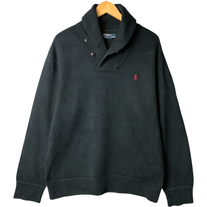 POLO by Ralph Lauren shawl collar one-point logo sweatshirt, men's XL size cotton black type Vintage Second Hand