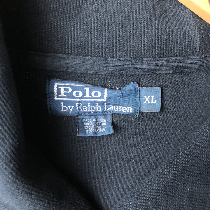 POLO by Ralph Lauren shawl collar one-point logo sweatshirt, men's XL size cotton black type Vintage Second Hand