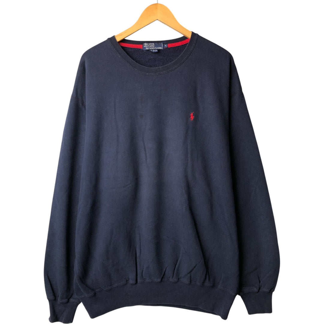 Ralph Lauren POLO by Ralph Lauren One Point Logo Sweatshirt Trainer Men's XL cotton navy blue type Vintage Second Hand