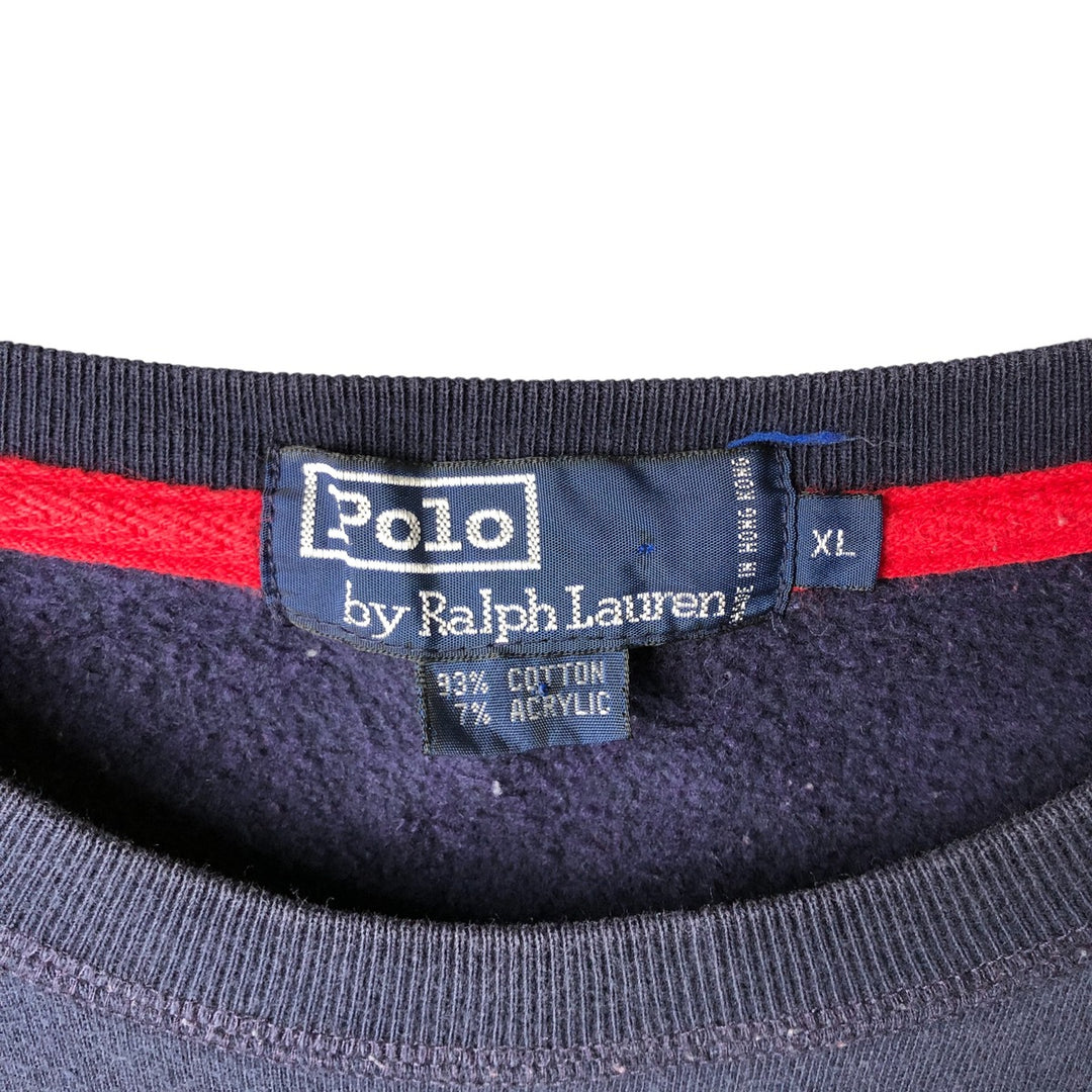 Ralph Lauren POLO by Ralph Lauren One Point Logo Sweatshirt Trainer Men's XL cotton navy blue type Vintage Second Hand