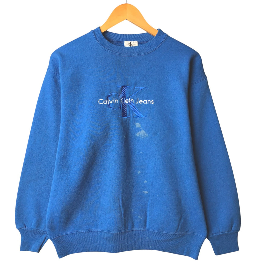 Vintage 90'S Calvin Klein logo sweatshirt, size M, men's unclear blue type Vintage Second Hand