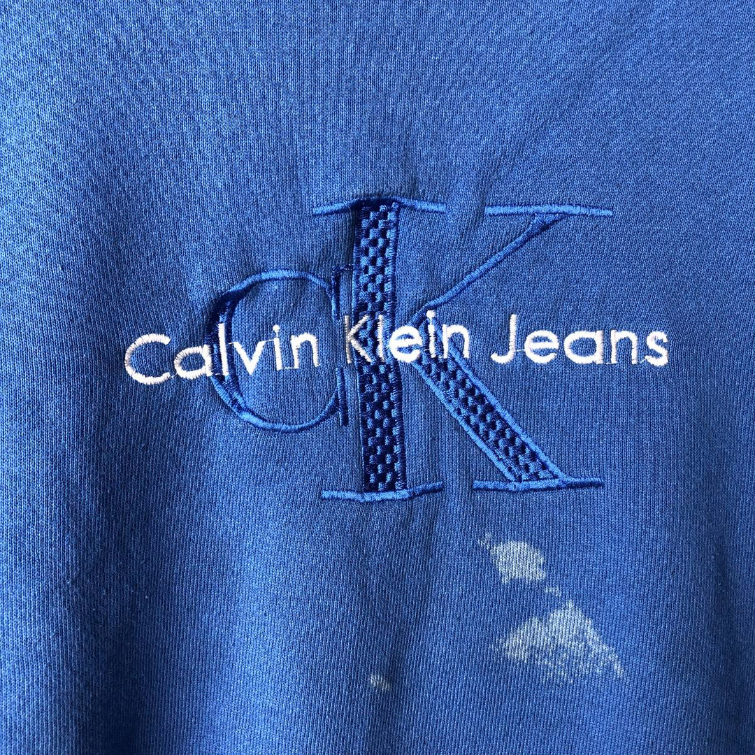 Vintage 90'S Calvin Klein logo sweatshirt, size M, men's unclear blue type Vintage Second Hand
