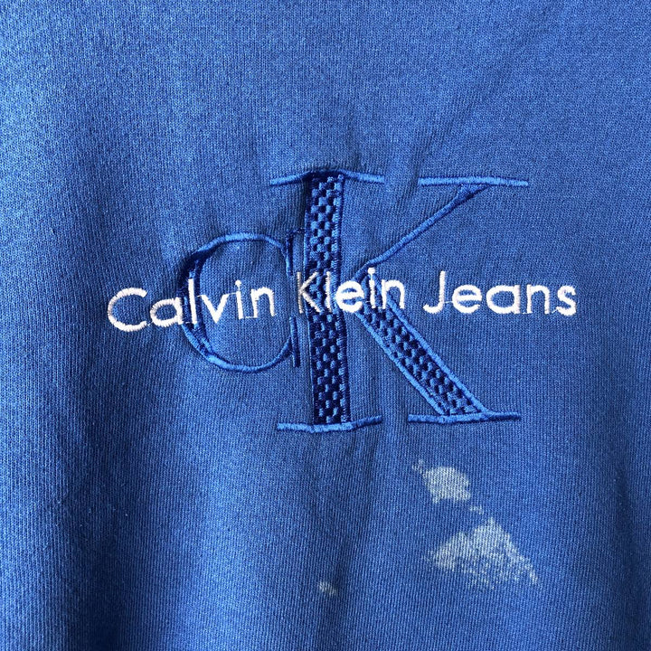Vintage 90'S Calvin Klein logo sweatshirt, size M, men's unclear blue type Vintage Second Hand