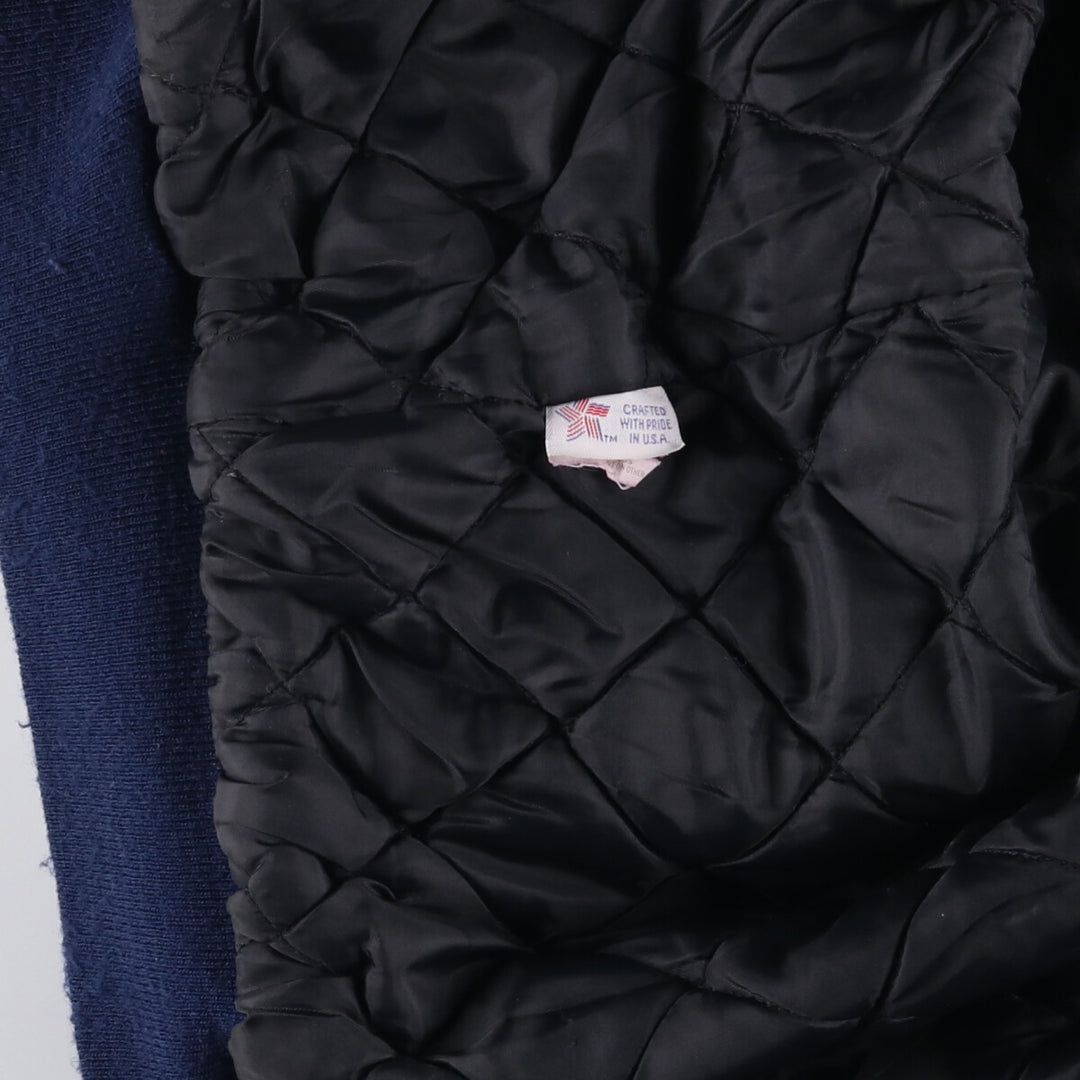 90'S SCHOTT padded varsity jacket with leather sleeves and wool buttons, made in the USA, men's size XL. Vintage. unclear navy blue type Vintage Second Hand