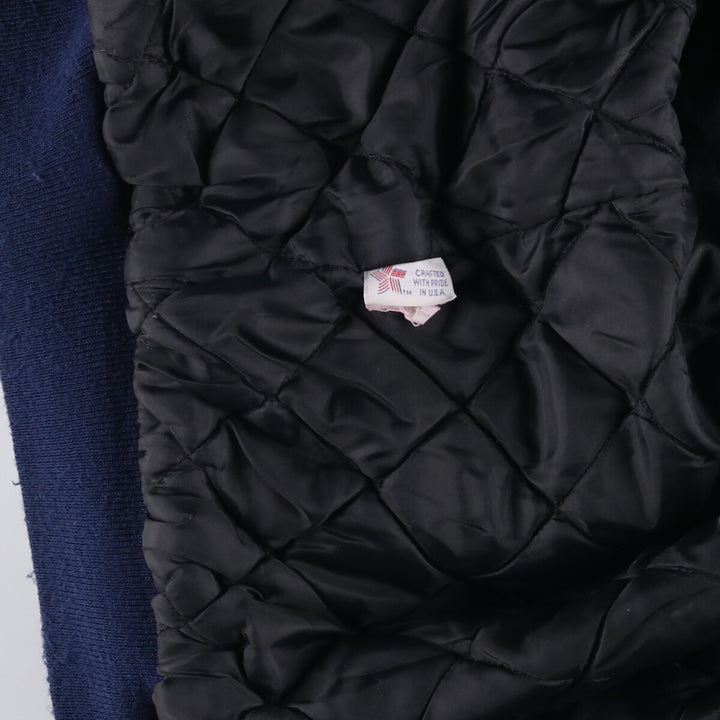 90'S SCHOTT padded varsity jacket with leather sleeves and wool buttons, made in the USA, men's size XL. Vintage. unclear navy blue type Vintage Second Hand