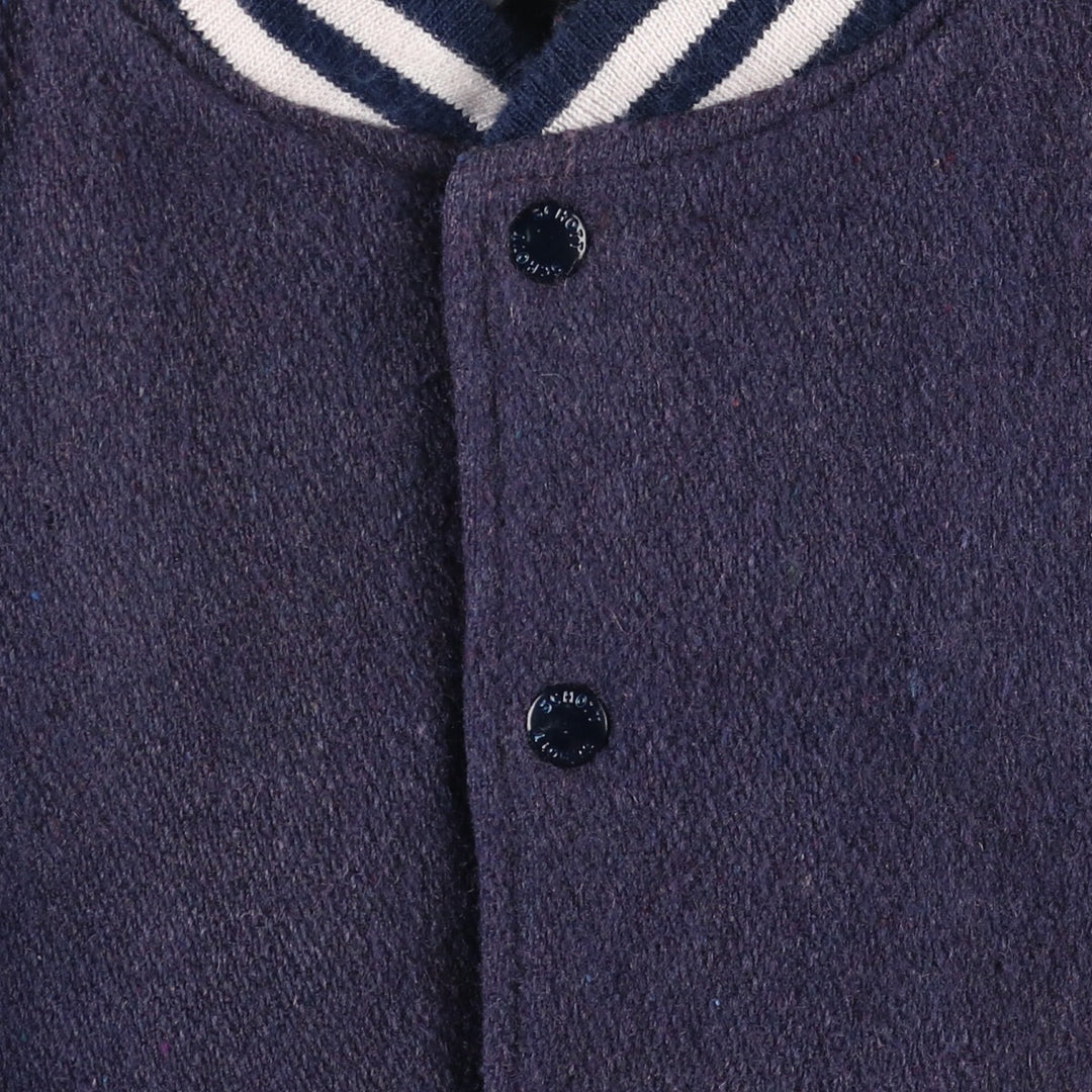 90'S SCHOTT padded varsity jacket with leather sleeves and wool buttons, made in the USA, men's size XL. Vintage. unclear navy blue type Vintage Second Hand