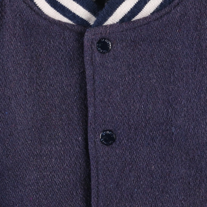 90'S SCHOTT padded varsity jacket with leather sleeves and wool buttons, made in the USA, men's size XL. Vintage. unclear navy blue type Vintage Second Hand