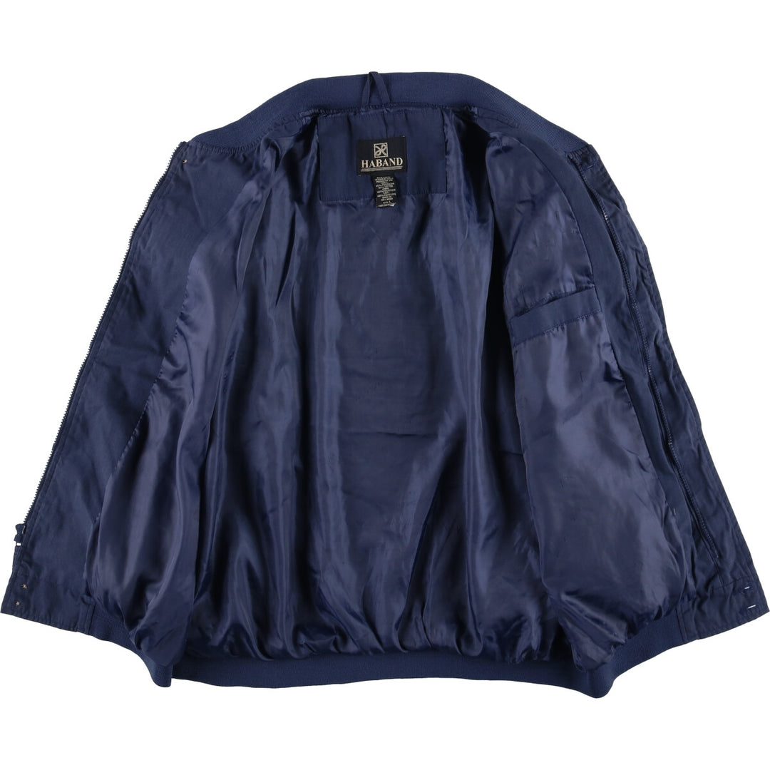90s~00'S HABAND Derby Jacket Cup Shoulder Jacket Men's L size polyester Navy blue Vintage Second Hand