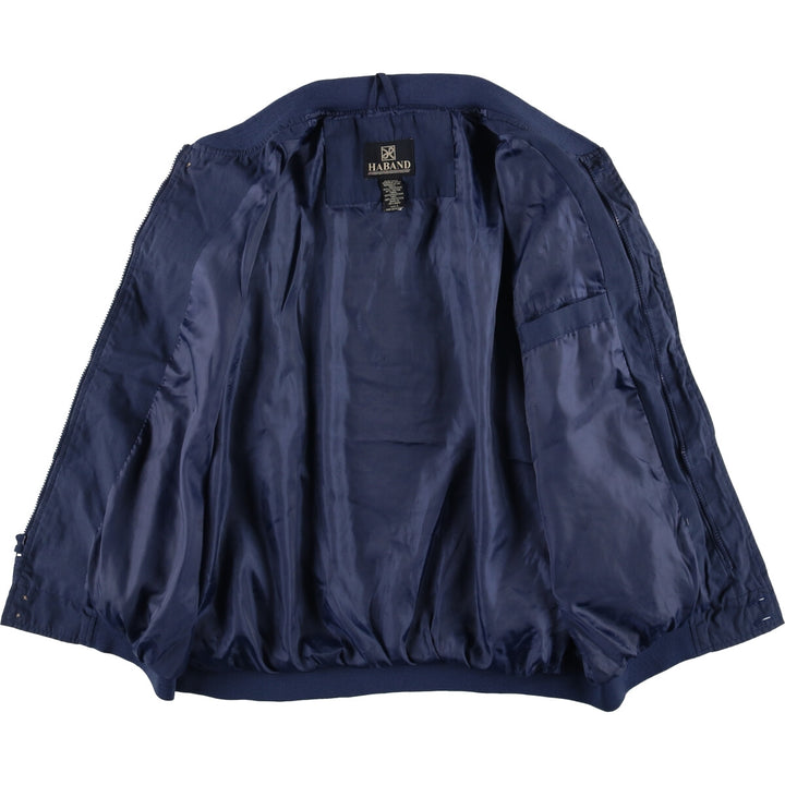 90s~00'S HABAND Derby Jacket Cup Shoulder Jacket Men's L size polyester Navy blue Vintage Second Hand
