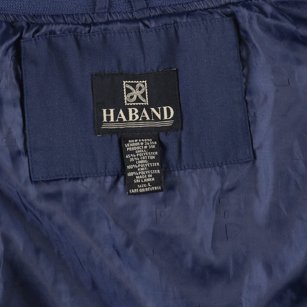90s~00'S HABAND Derby Jacket Cup Shoulder Jacket Men's L size polyester Navy blue Vintage Second Hand
