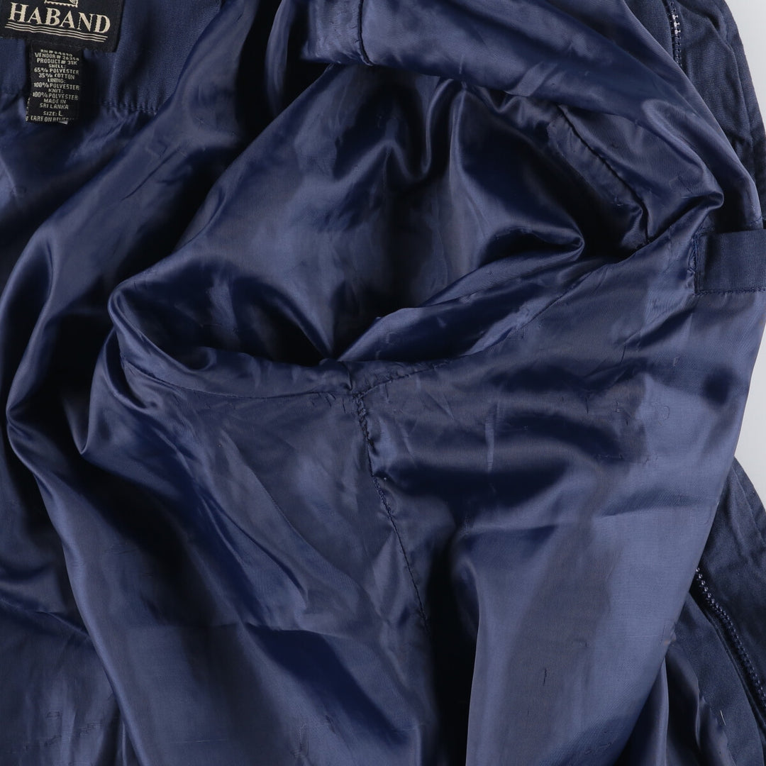 90s~00'S HABAND Derby Jacket Cup Shoulder Jacket Men's L size polyester Navy blue Vintage Second Hand