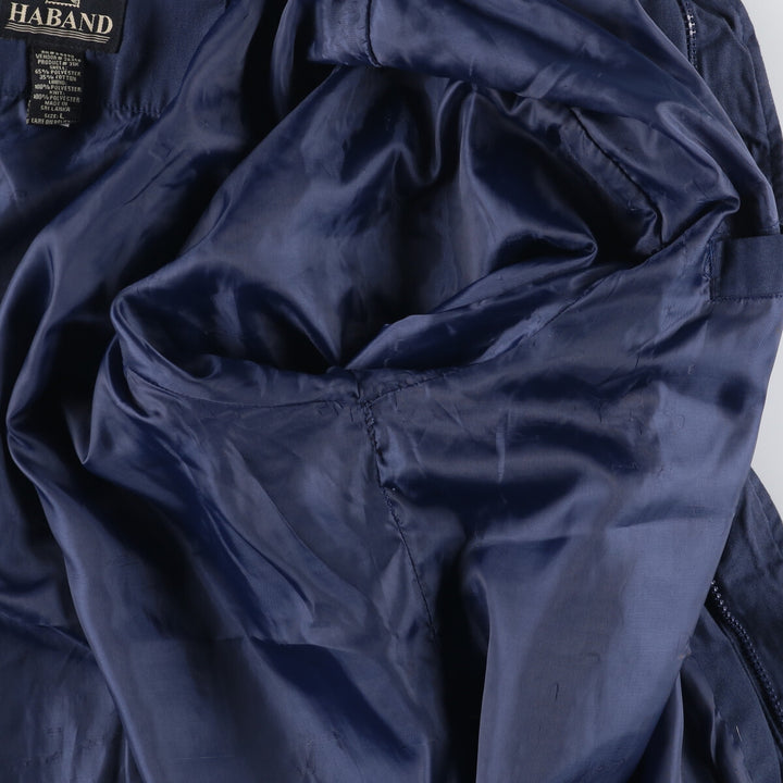 90s~00'S HABAND Derby Jacket Cup Shoulder Jacket Men's L size polyester Navy blue Vintage Second Hand