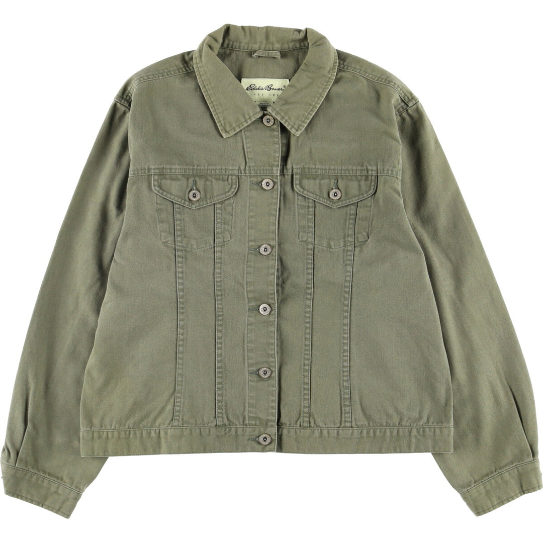 Eddie Bauer Women's Cotton Jacket, Size L cotton Khaki type Vintage Second Hand